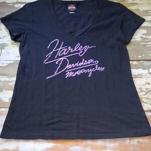 Harley-Davidson Black Tee with Purple Script Logo